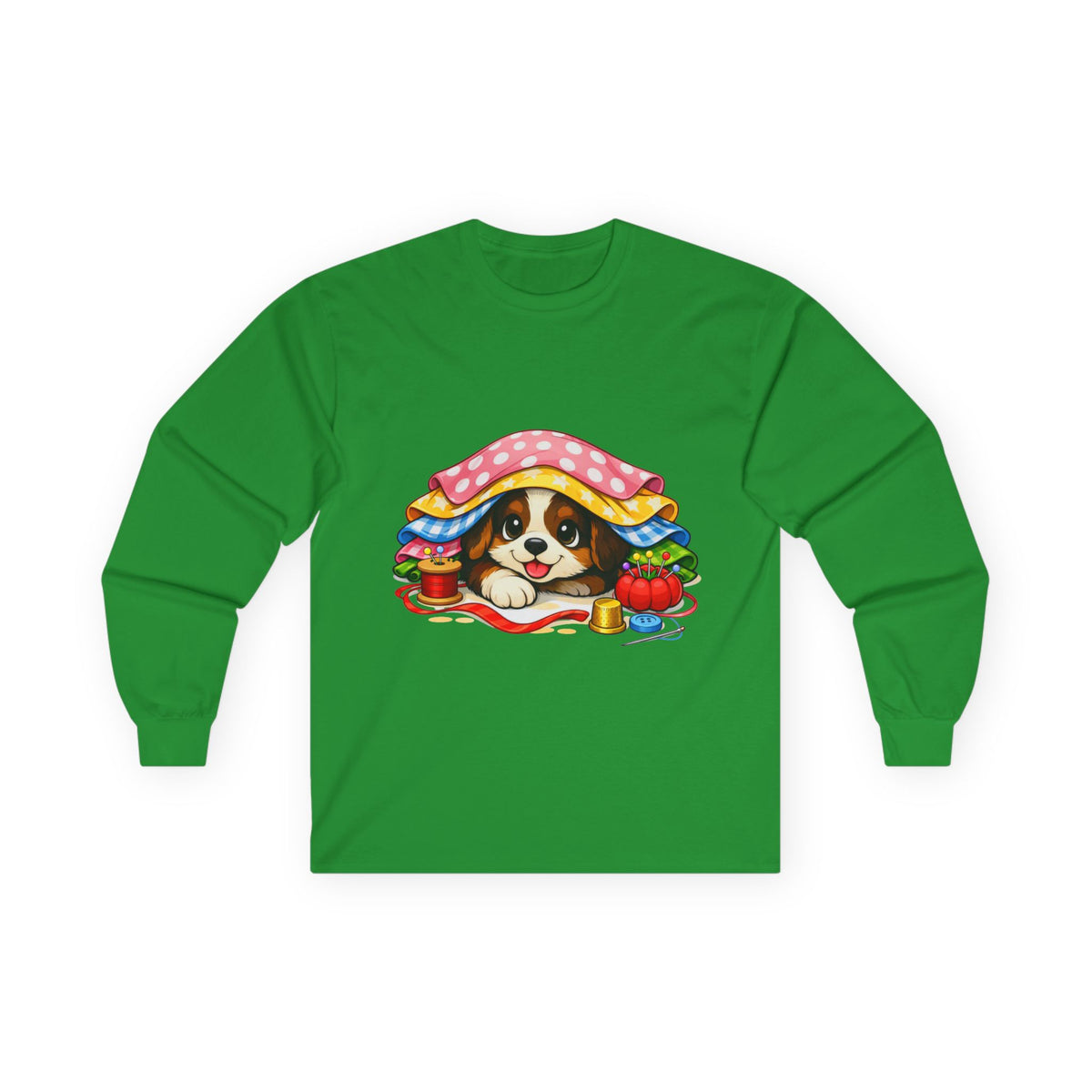 Puppy Hiding in Fabric -  Long Sleeve Tee