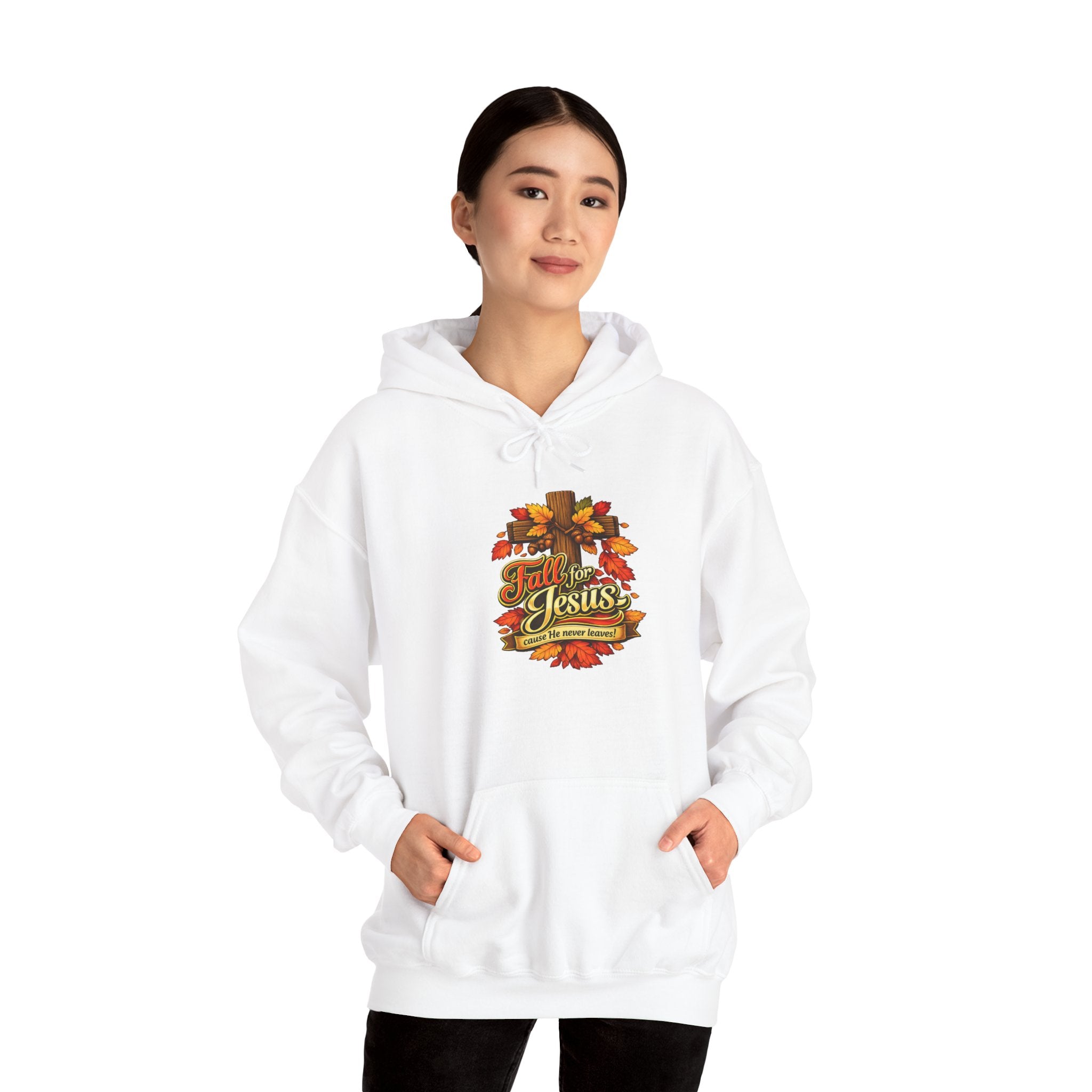 Fall for Jesus cause He never Leaves - Hoodie