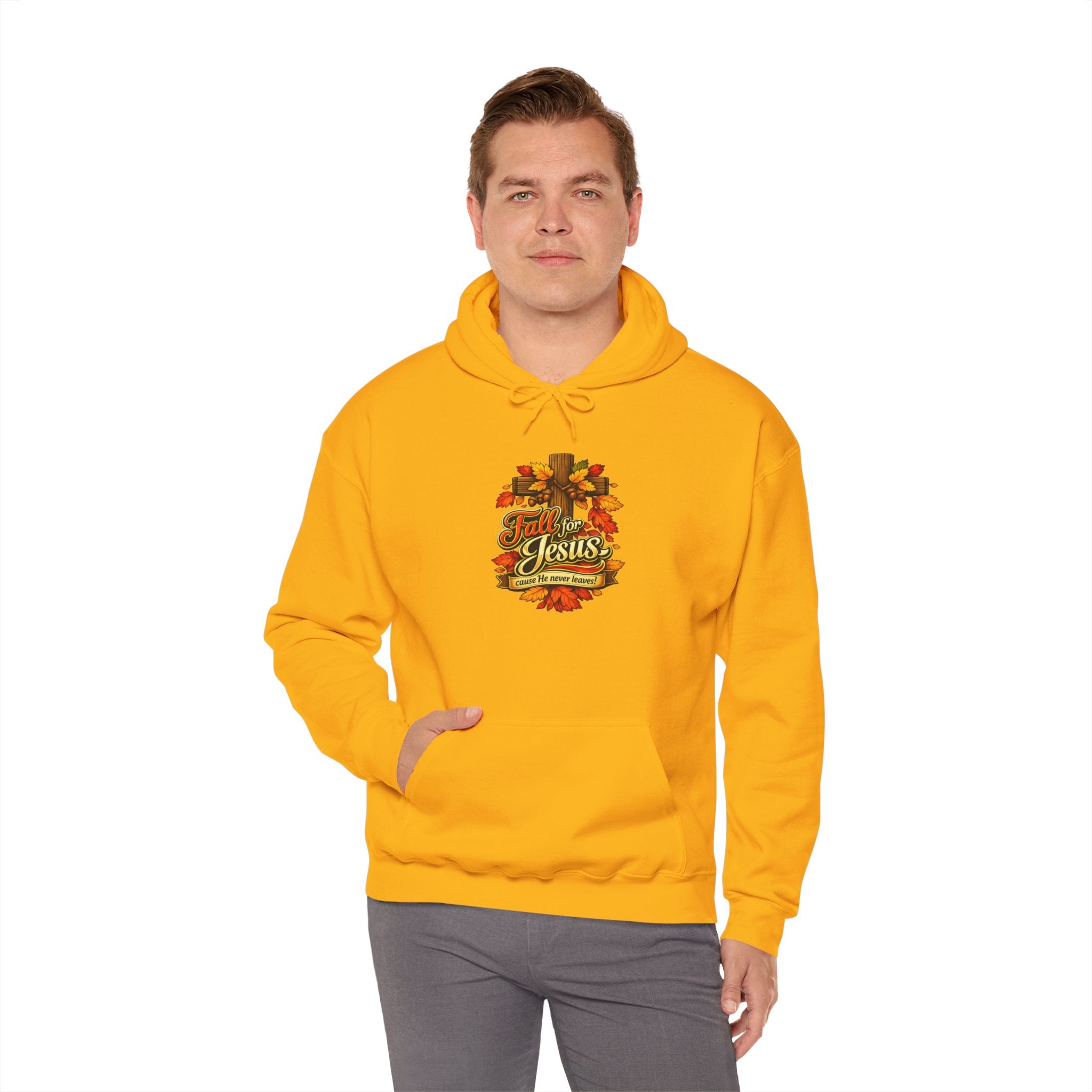 Fall for Jesus cause He never Leaves - Hoodie