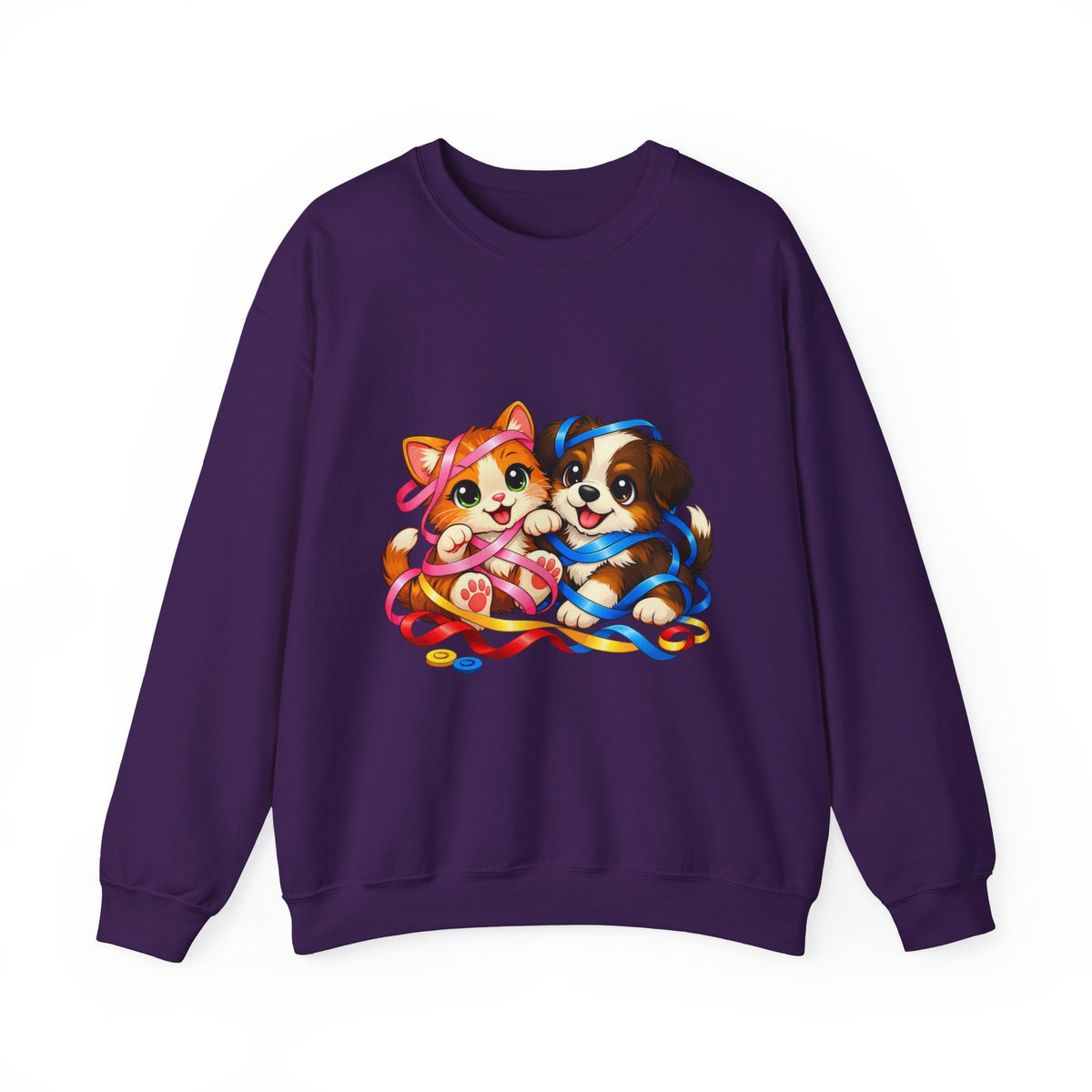 Kitty and Puppy playing with Ribbon - Sweatshirt