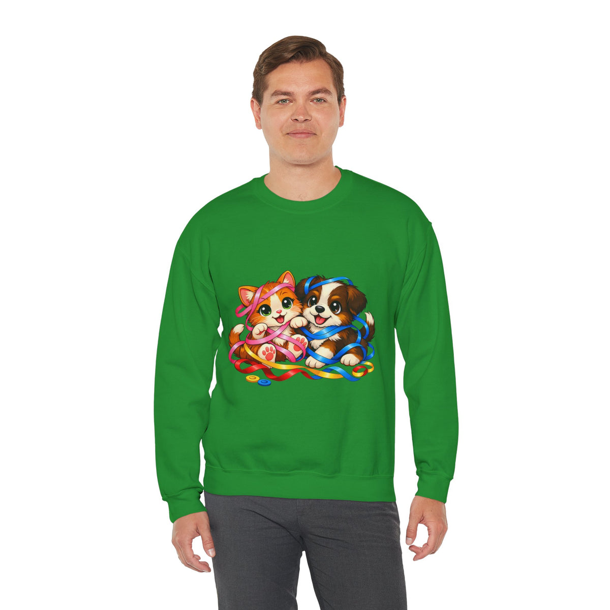 Kitty and Puppy playing with Ribbon - Sweatshirt