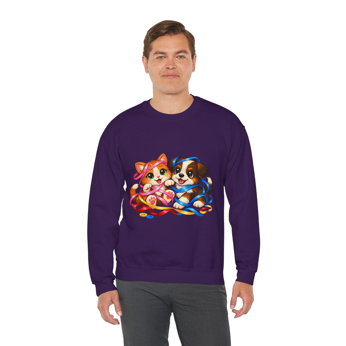 Kitty and Puppy playing with Ribbon - Sweatshirt