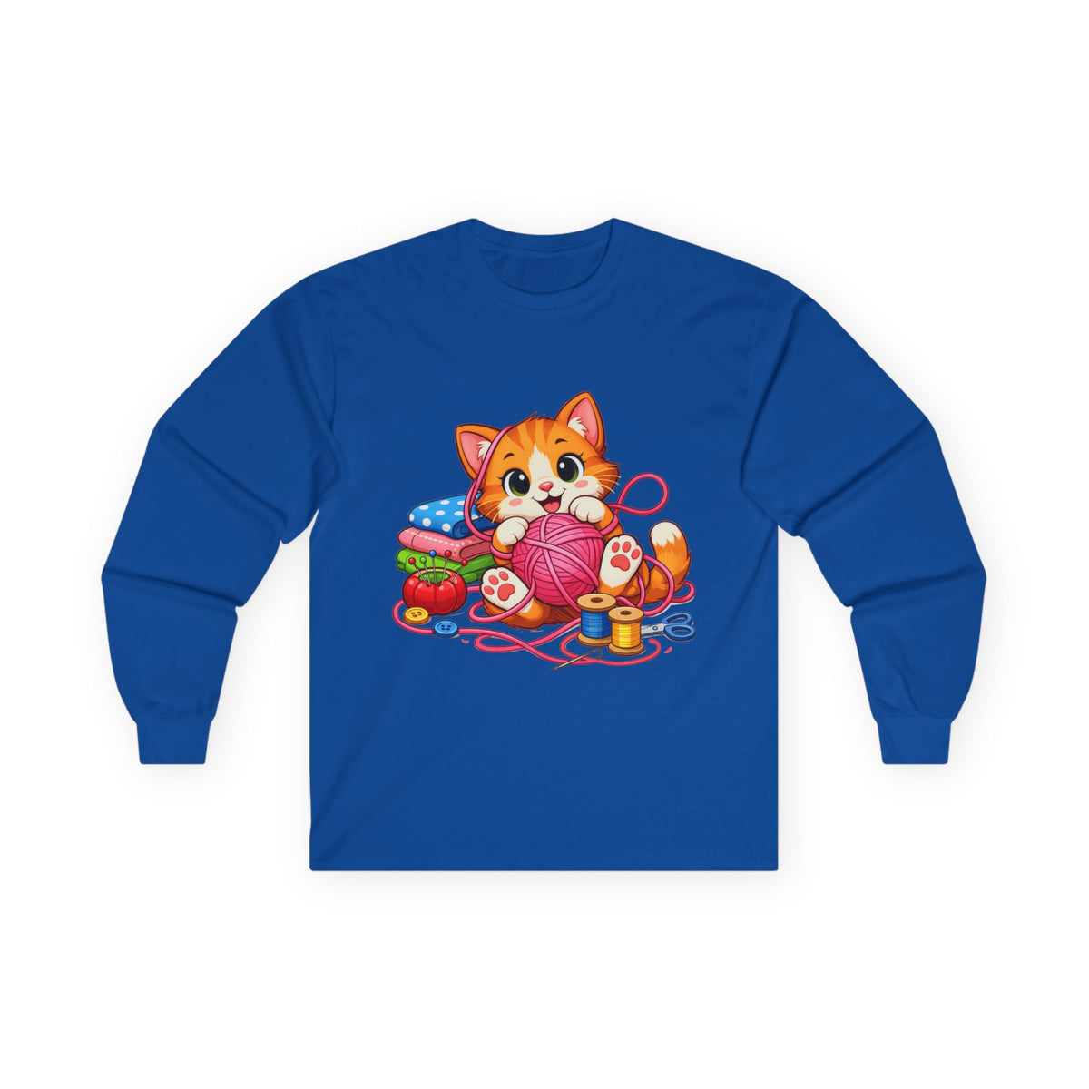 Kitty Playing with Yarn - Long Sleeve Tee