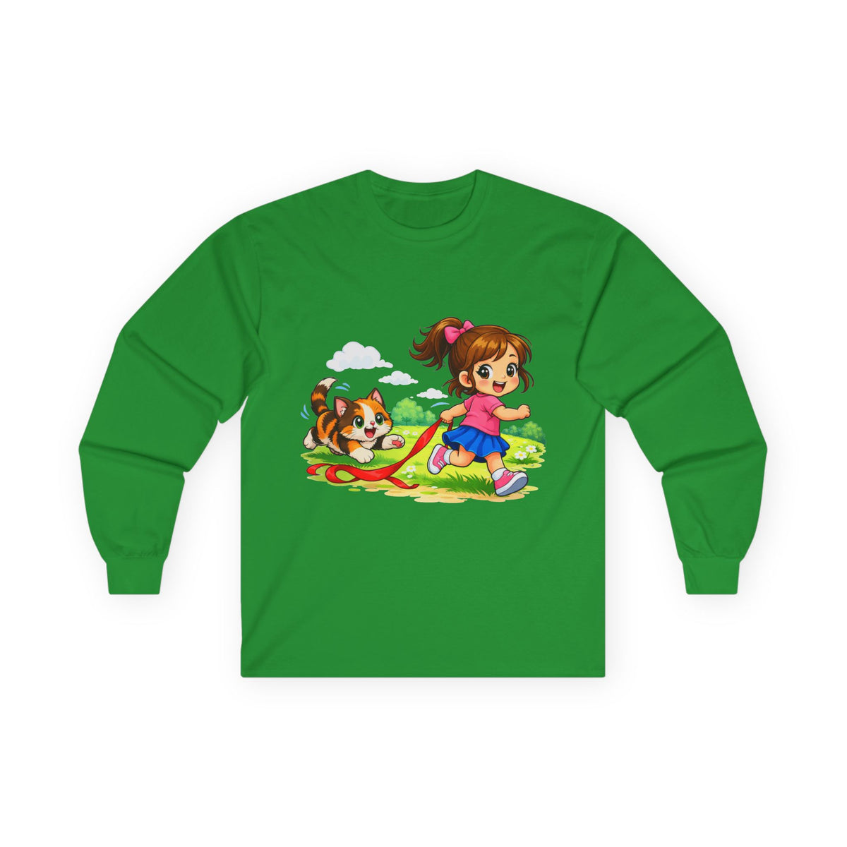 Kitty Chasing Ribbon - Long Sleeve Tee