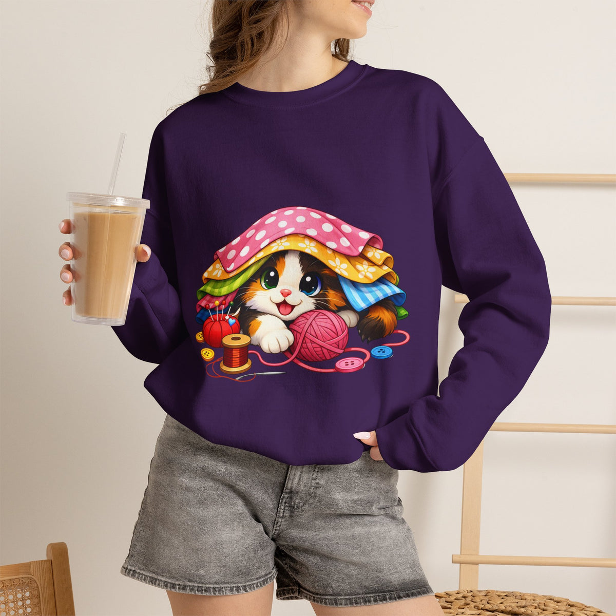 Kitty Hiding in Fabric Sweatshirt