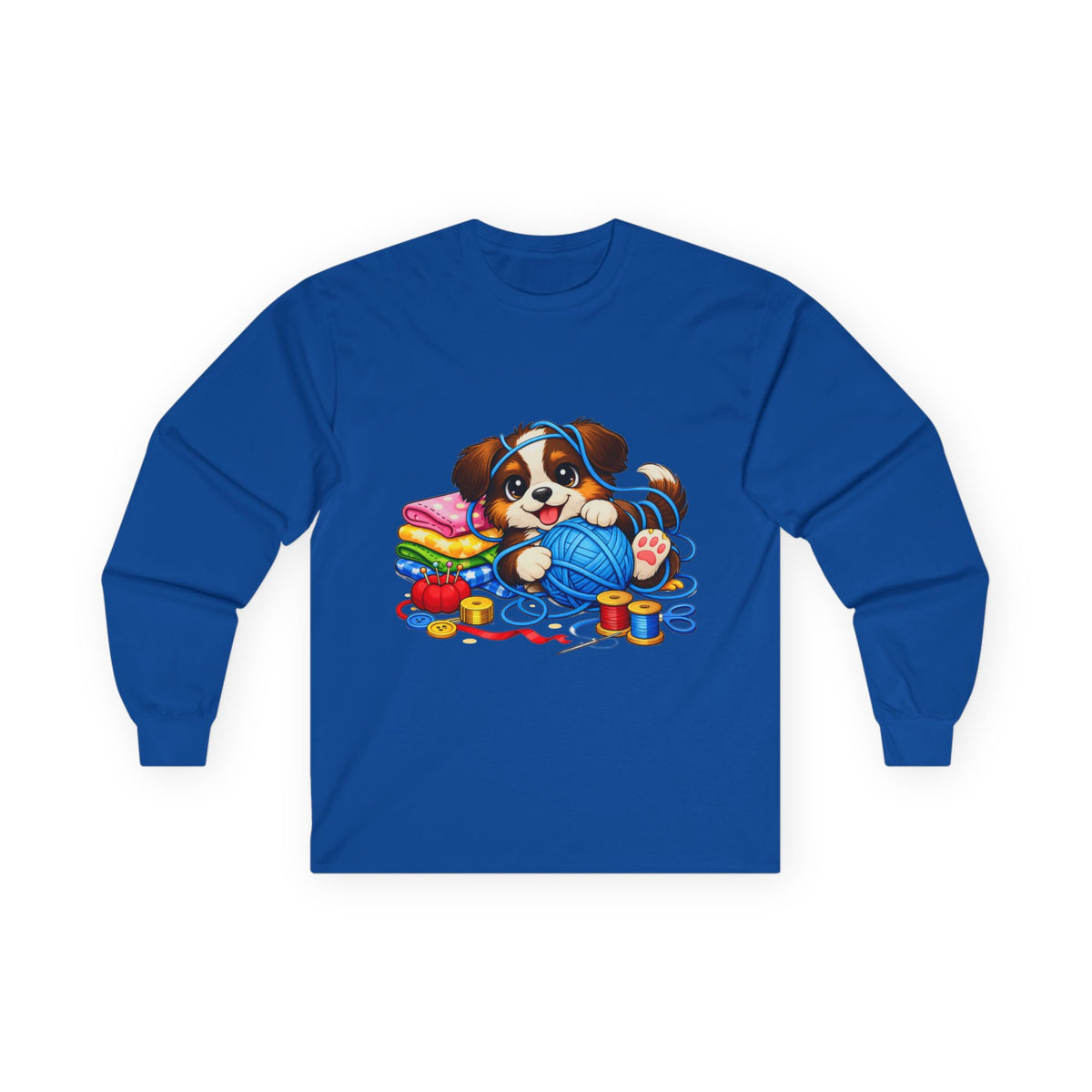 Puppy Playing with Yarn - Long Sleeve Tee
