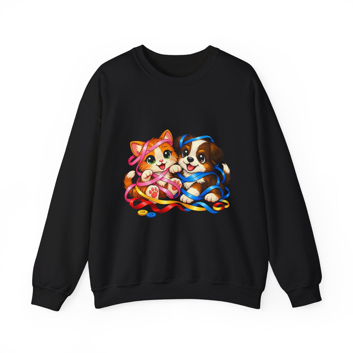 Kitty and Puppy playing with Ribbon - Sweatshirt